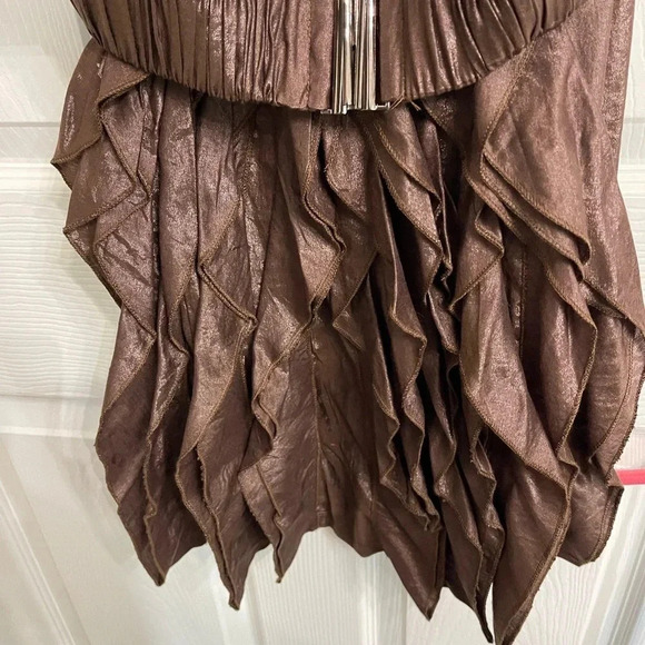 Juniors Y2K Vintage Zoompy Brown Tiered Ruffle Mini Dress Medium 90’s Retro - Picture 4 of 7